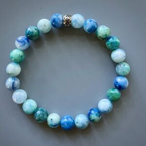 Blue and Green Azurite Handcrafted Beaded Bracelet